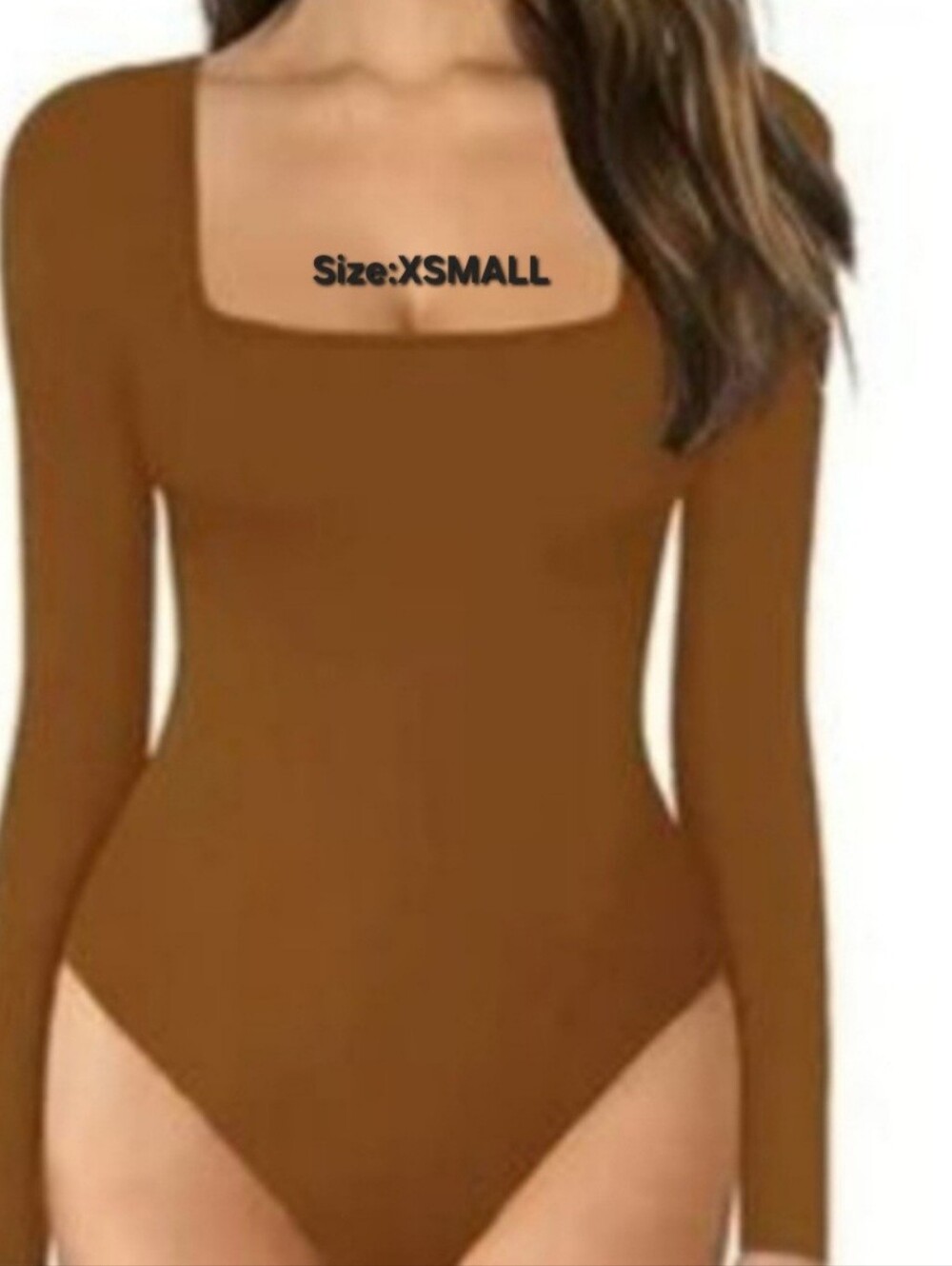 NWT Live In The Moment Brown Long Sleeve Square Neck Bodysuit Size XS